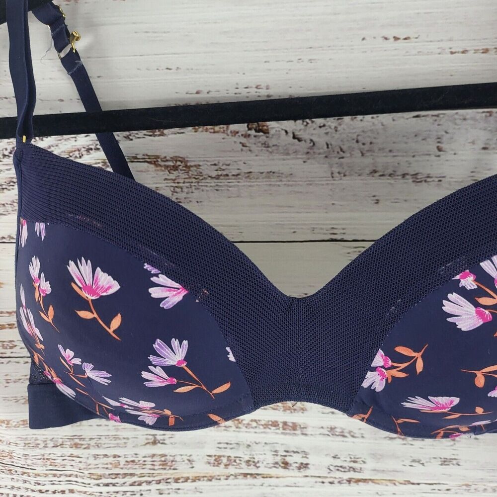 Lively Bra 34C Womens‎ Blue Floral Print Wireless Adjustable Straps - Picture 6 of 16